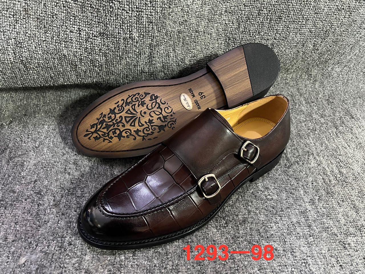 Crocodile-Embossed Double Monk Straps