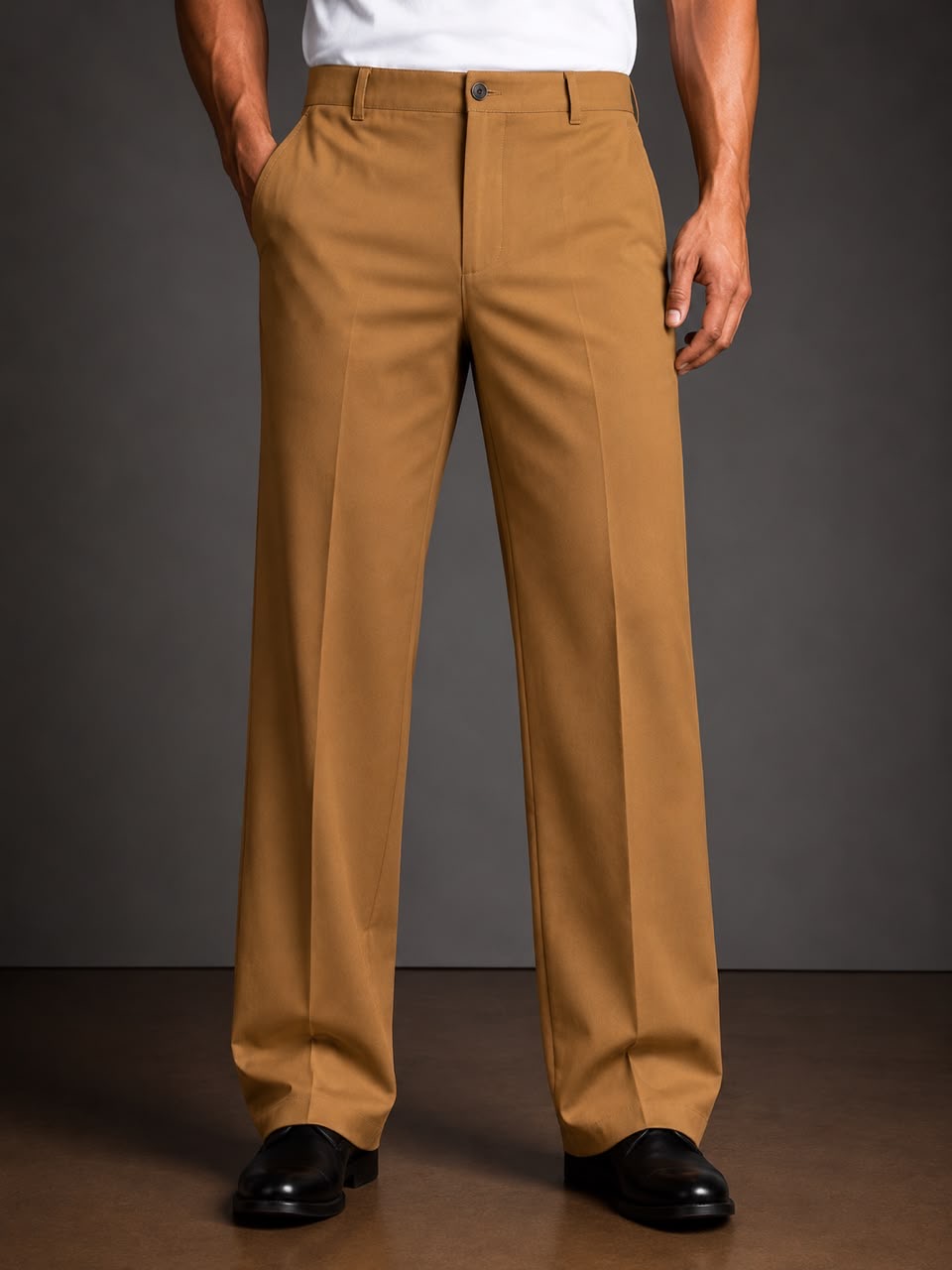 Classic Pleat-Free Dress Trousers deliver sharp sophistication and all-day comfort for the modern professional. Expertly tailored with a clean, flat-front silhouette and sharp pressed creases, these versatile trousers transition effortlessly from the boardroom to formal evening events.